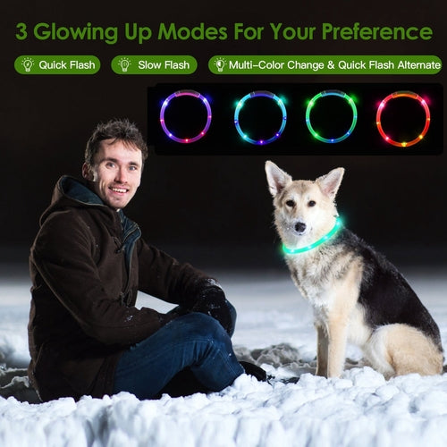 1Pc USB Rechargeable LED Dog Collar Multi Color Lighting Dog Safety
